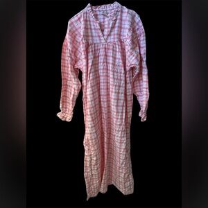 Vintage Pink Plaid Flannel Nightgown